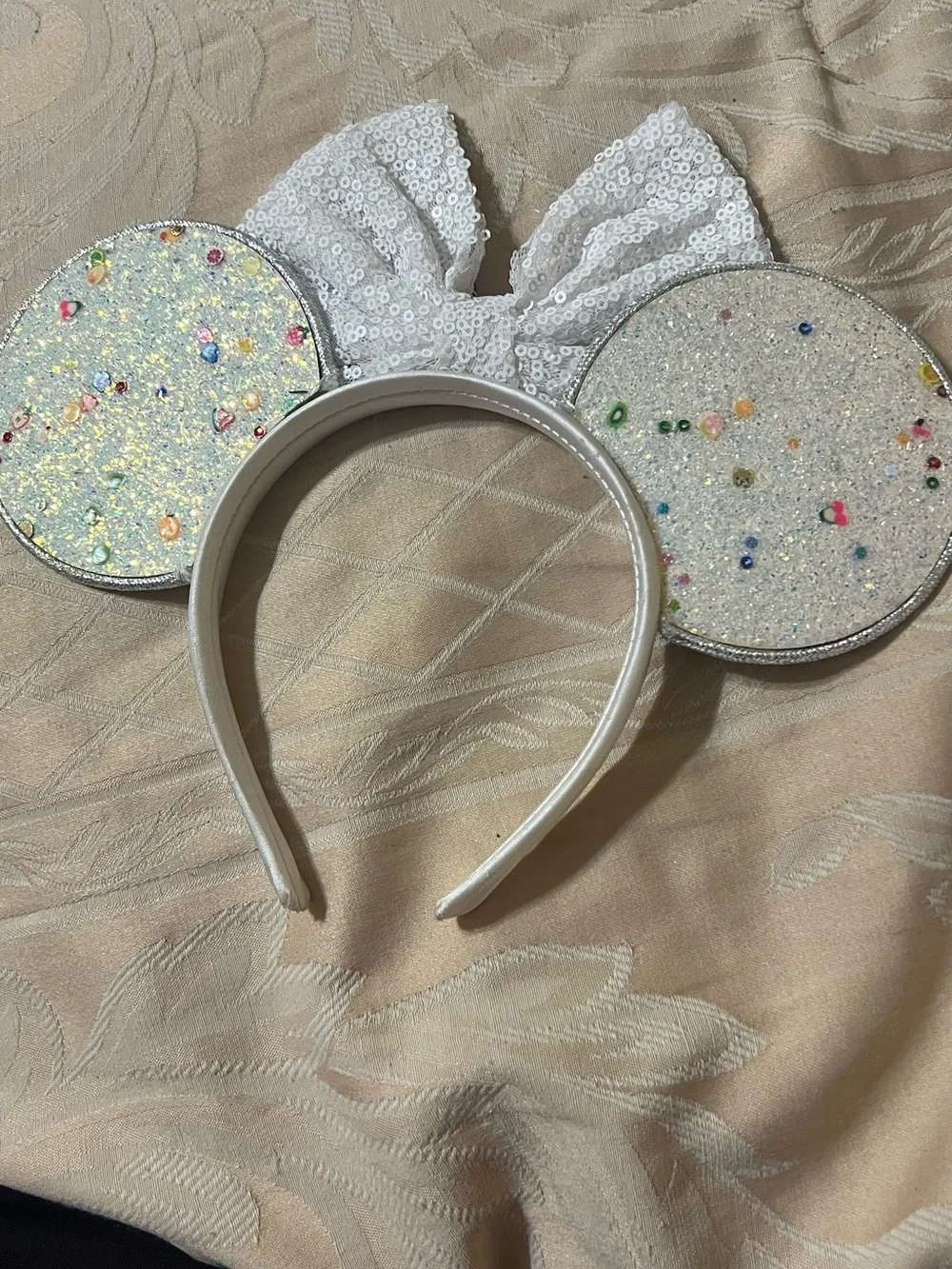 Sequin Polka Dot Minnie-Style Kids Headband - White